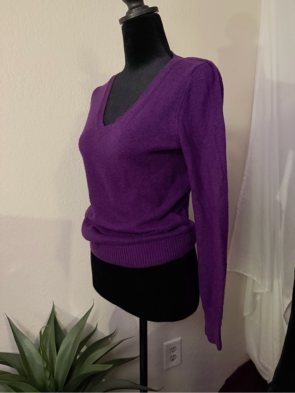Dark Purple Vneck Sweater
